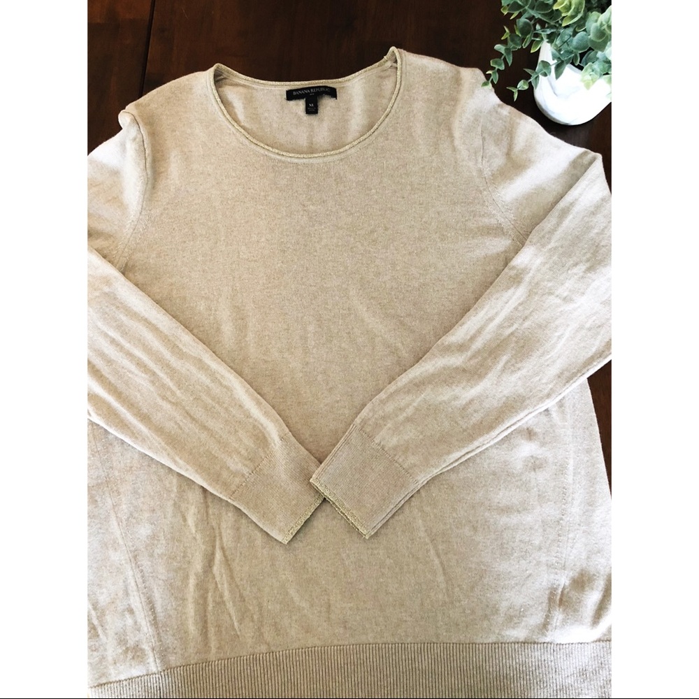 Banana Republic Crew Neck Sweater Wheat/Gold XL